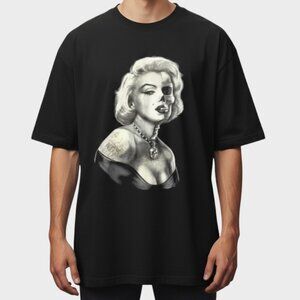 Vintage Marilyn Monroe Pro Tag Tee Mens 2XL Black Sugar Skull Rose